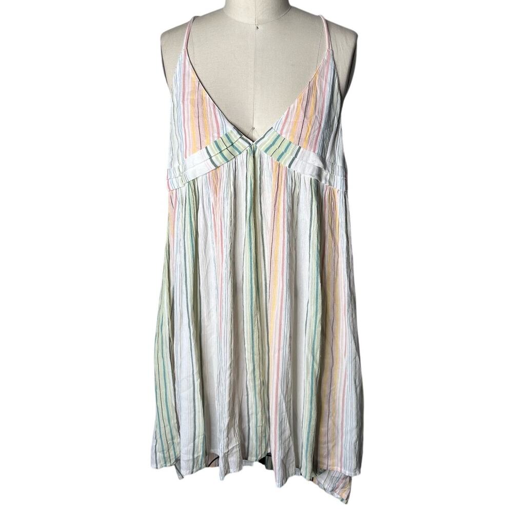 O'Neill Saltwater Solids Pastel Striped Viscose Mini Dress Cover-Up - Large